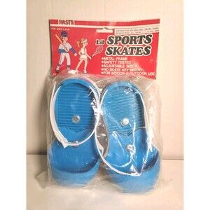 NOS Vintage Nasta Kids ROLLER SKATES Plastic  Metal Support Adjustable Blue 1982